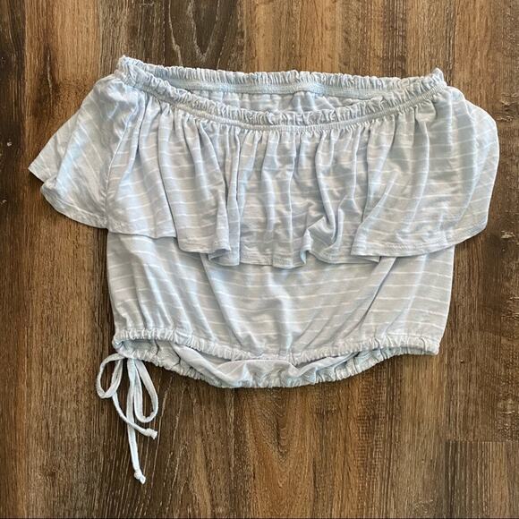Abercrombie & Fitch Pastel Blue Striped Tube Top Size Small - Picture 5 of 5
